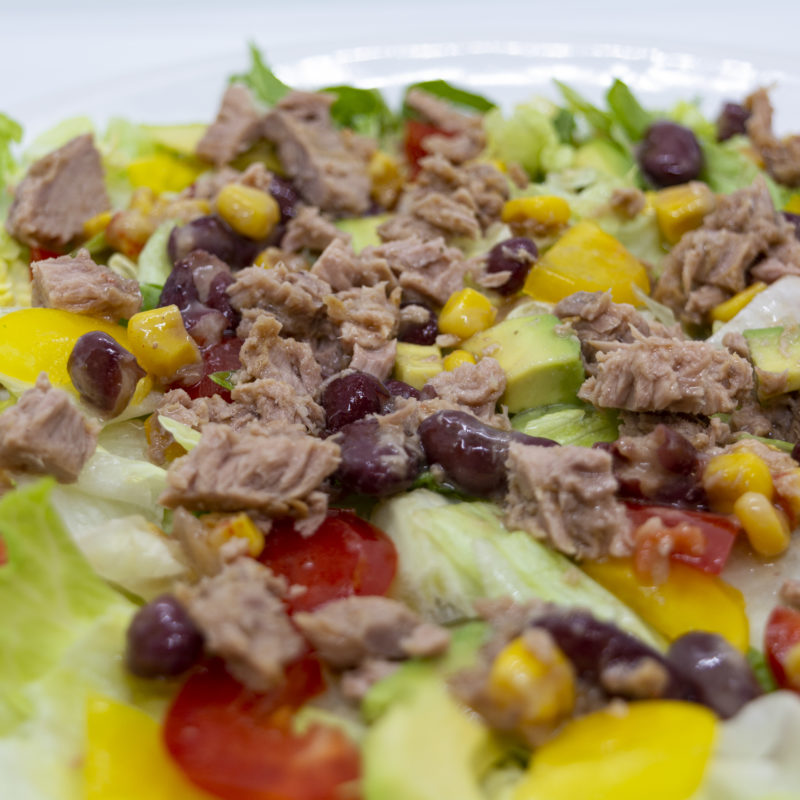 The Queen of the Coast tuna salad with red beans and sweet corn