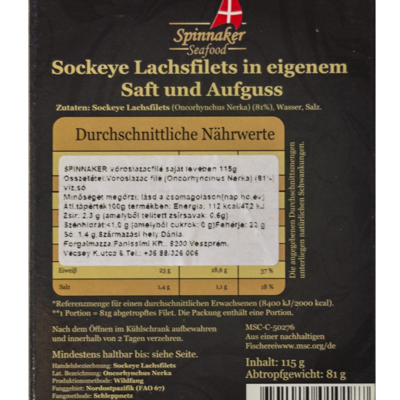 Spinnaker lazacfilé saját levében