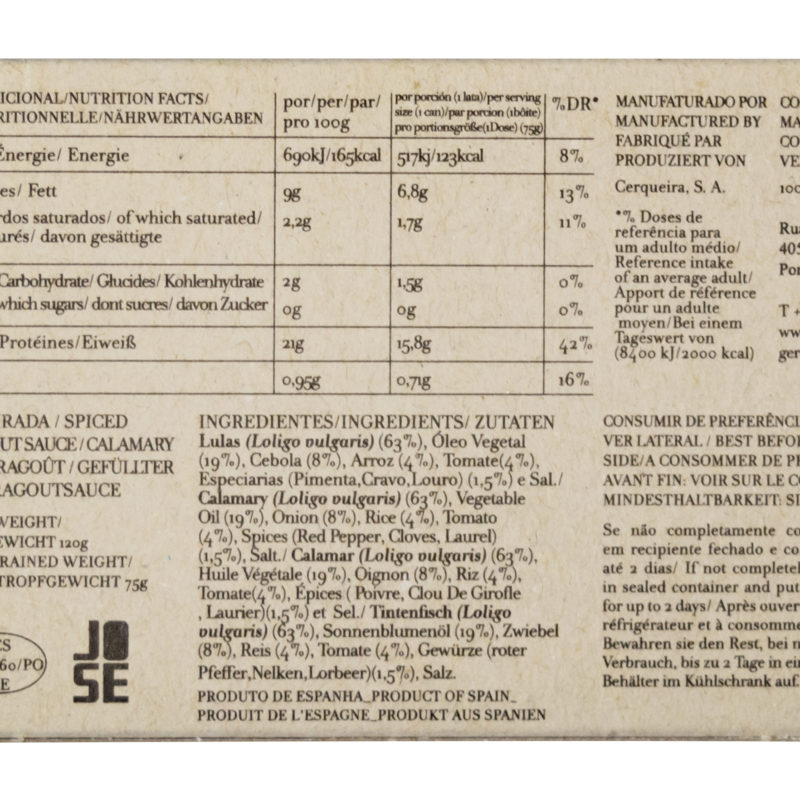 Jose Gourmet tintahal csípős Ragout mártásban