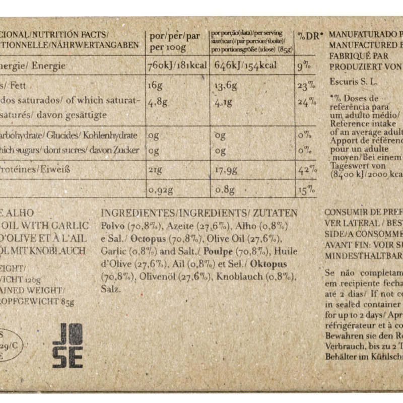 Jose Gourmet polip fokhagymás olívaolajban