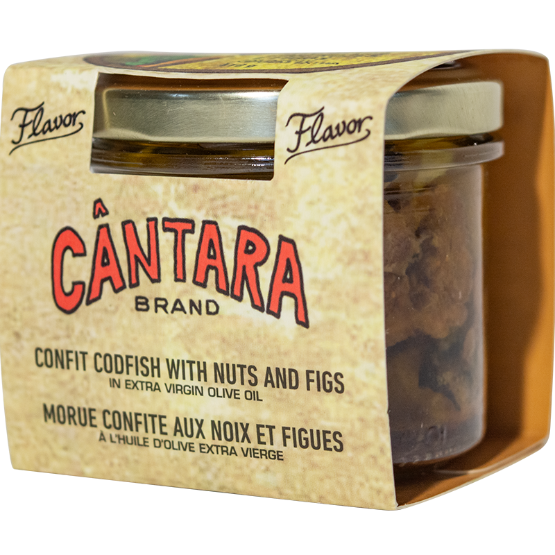 Cantara confit codfish with walnuts and figs in extra virgine olive oil