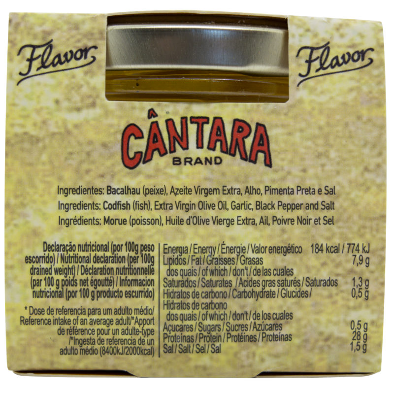 Cantara codfish with garlic and black pepper in extra virgin olive oil