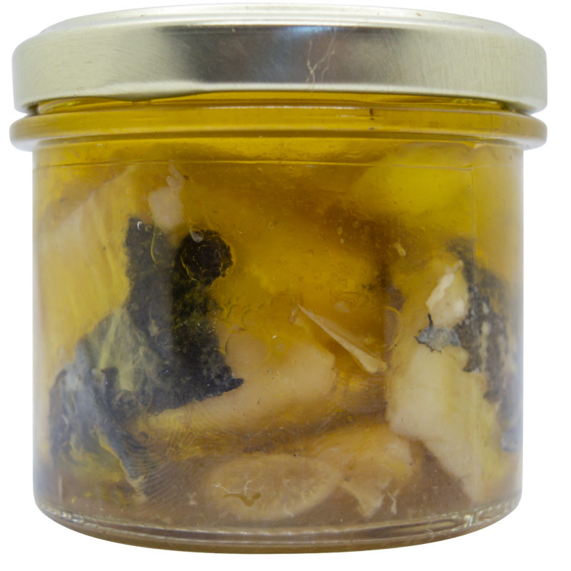 Cantara codfish with garlic and black pepper in extra virgin olive oil