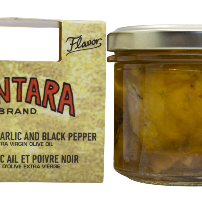 Cantara codfish with garlic and black pepper in extra virgin olive oil