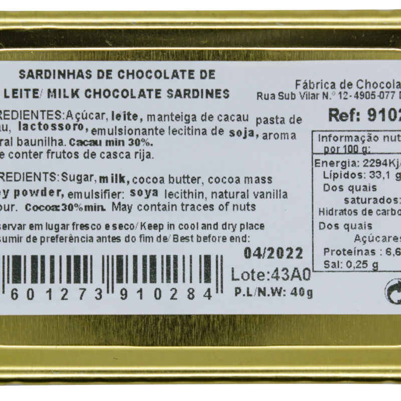 Avianense milk chocolate sardines