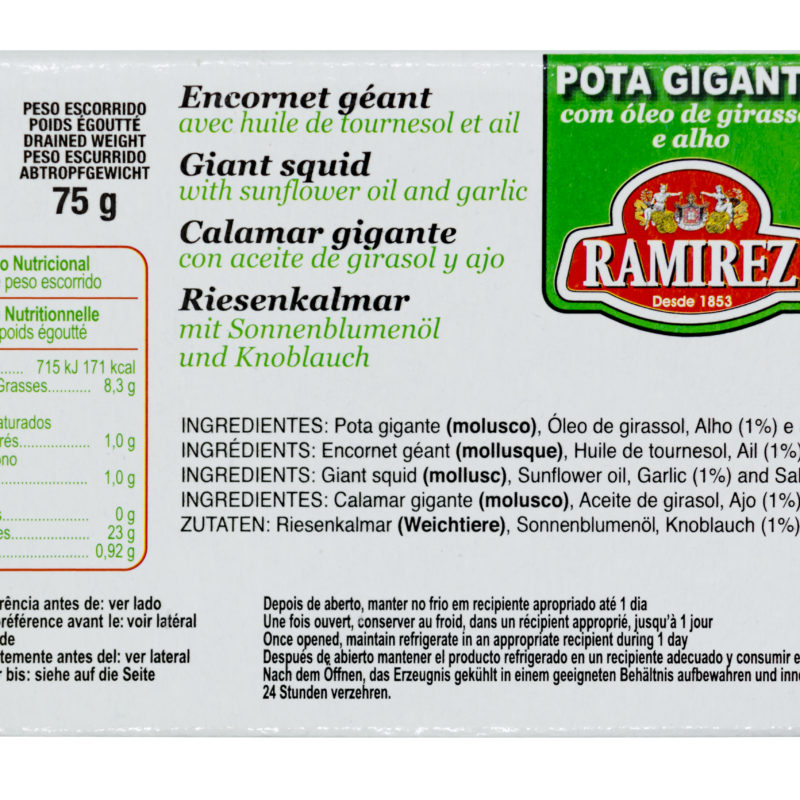 Ramirez giant squid with sunflower oil and garlic, 120 g
